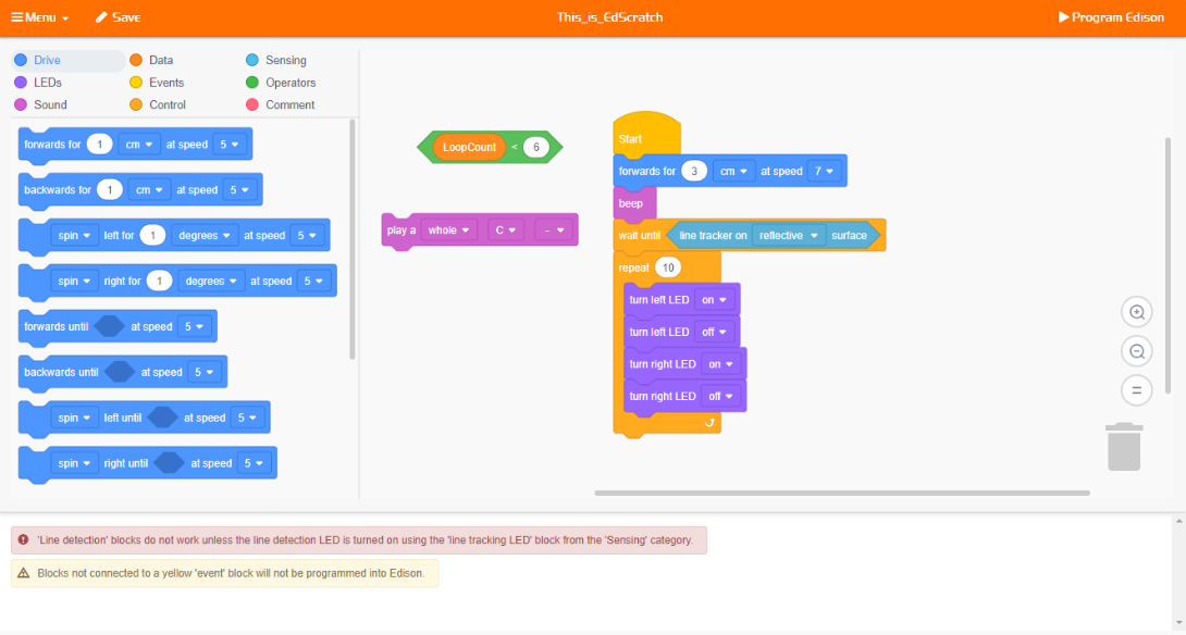 EdScratch – Scratch-based programming for the Edison robot