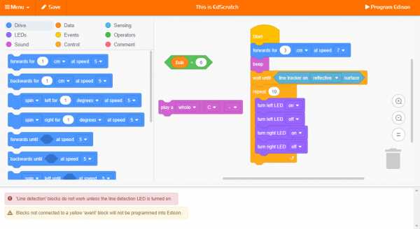 An example of the EdScratch Programming Environment 